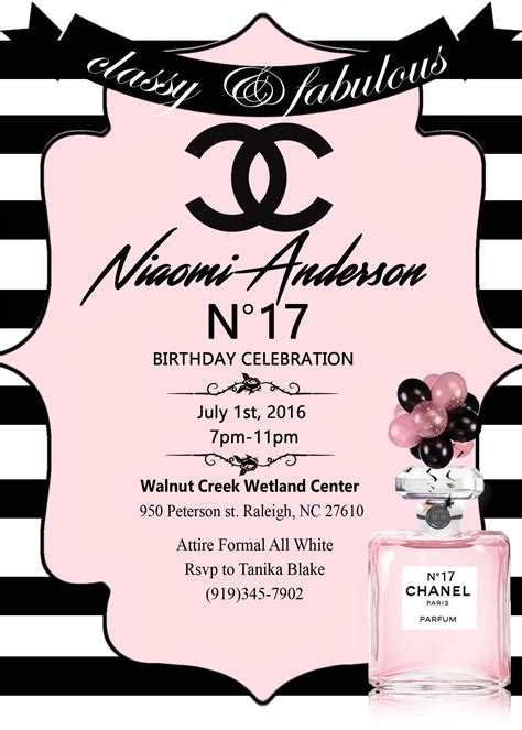 chanel party favors|coco chanel themed party invitations.